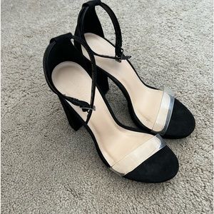 Black heels with clear straps